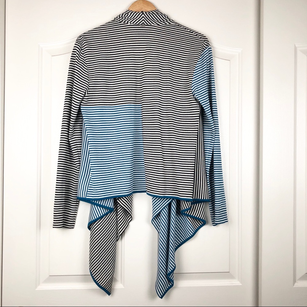 St. John Striped Cascading Open Front Cardigan - image 4